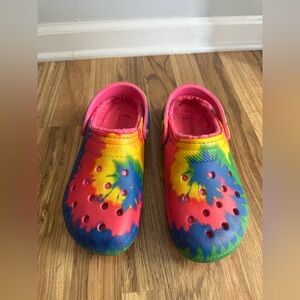 Crocs Women's 9 Pink Tie Dye Faux Fur Lined Synthetic Clogs Men’s 7